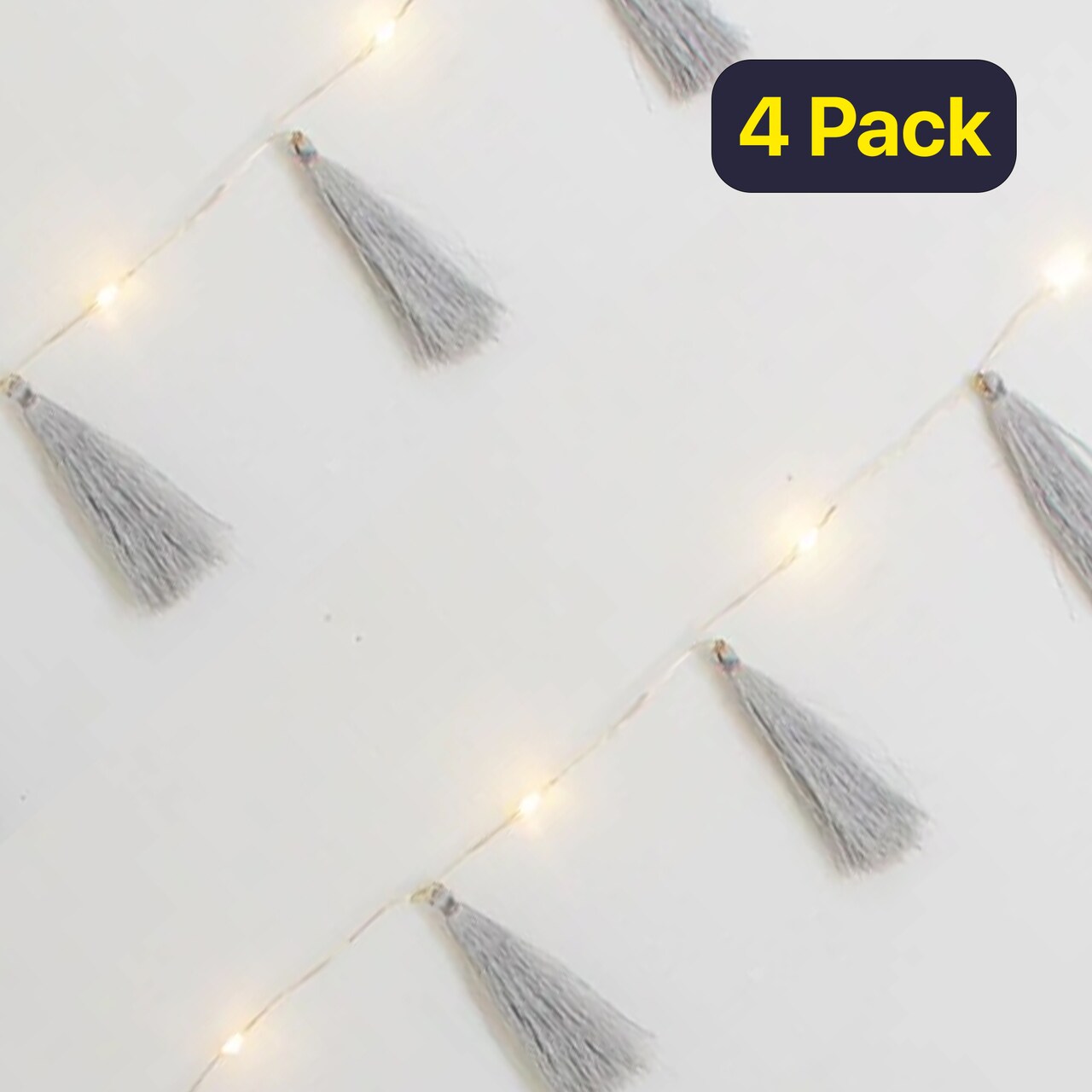 7.7 Ft Boho Tassel Light Garland – Battery Operated with 20 LED Lights